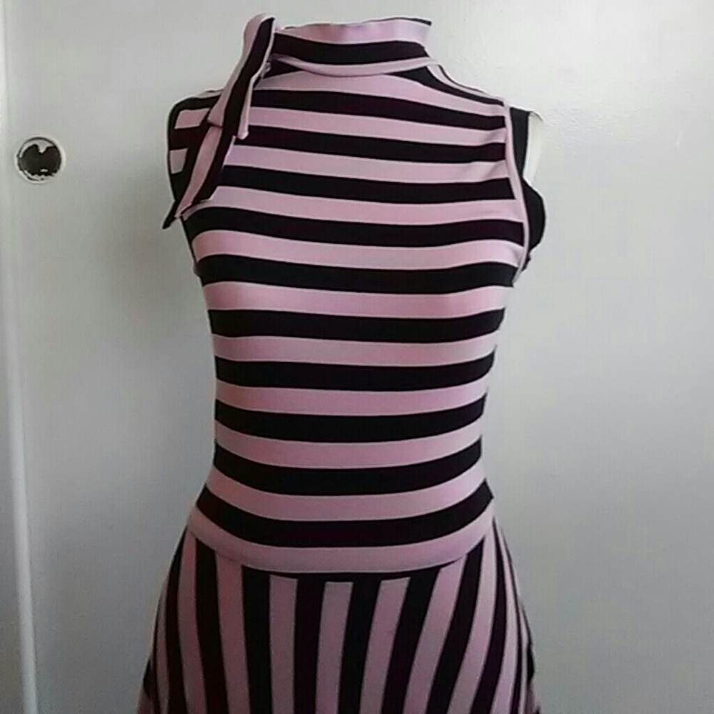 Dress Pink/Black Strips nice work dress